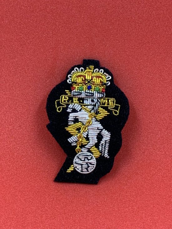 REME Officers Bullion And Wire Embroidered Side Cap Badge On Black Cloth