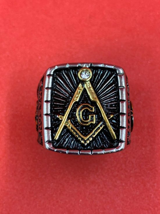 Master Mason Masonic Ring Stainless Steel Freemason Gold Tone Men's ring