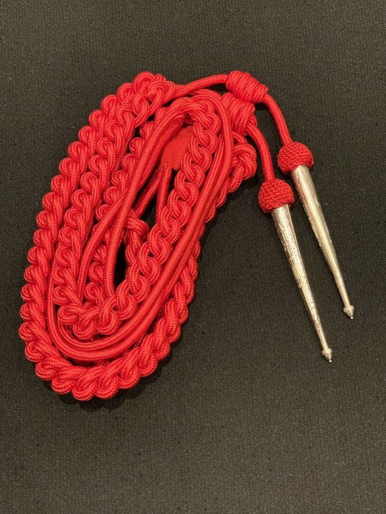 Aiguillette in Red Silk with Gold Tags Army Air Force Navy Cord