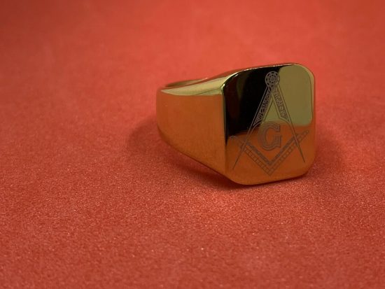 Masonic Regalia Square & Compass G Symbol Gold Ring Stainless Steel Men's Ring