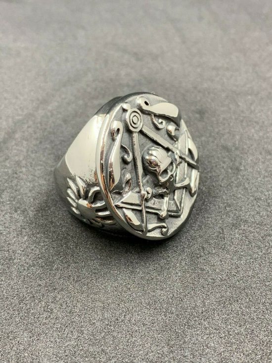 Men’s Clasic Masonic Skull Head Ring Biker Ring Jewellery Stainless Steel Ring