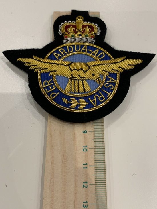 RAF Blazer Badge Wire Embroidered Royal Air Force Bullion And Embroidered Badge