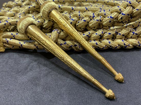 Aiguillette Gold And Blue Mylar, Army Air Force Navy, Twisted Gold Blue Thread