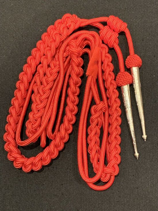 Aiguillette in Red Silk with Gold Tags Army Air Force Navy Cord