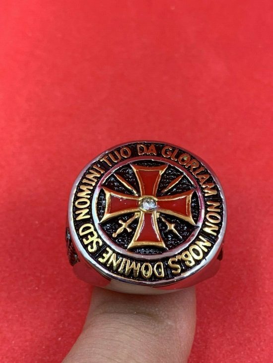 Stainless steel Freemason illuminati gold ring with imitaion diamond
