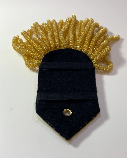 Gold Bullion Shoulder Epaulettes With Heavy Fringe Embroidered Shoulder Board