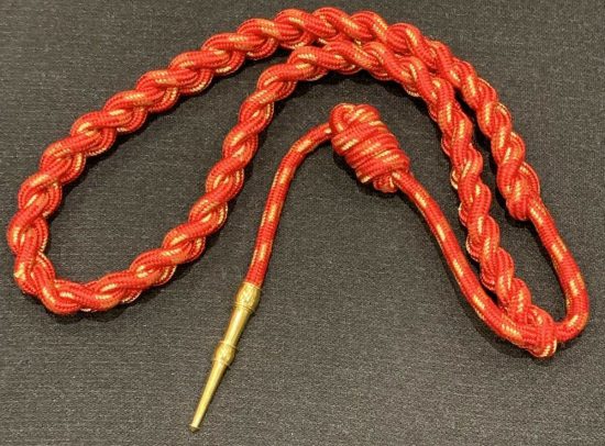 Shoulder Cord- Aiguillette Interwoven Red And Gold 1 Knot 1 Brass Tip