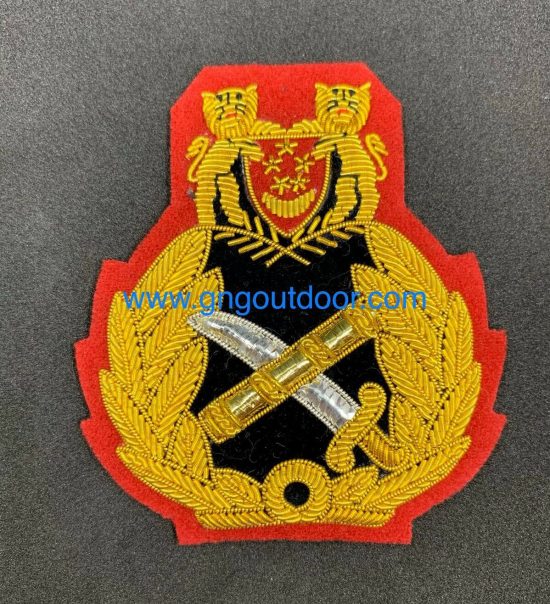 Singapore Generals Cap Badge Hand Embroidered Bullion And Wire Hat Badge