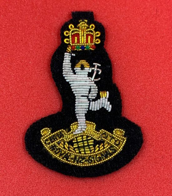 Royal NZ Signals Corps Cap Badge Hand Embroidered Bullion And Wire Cap Badge