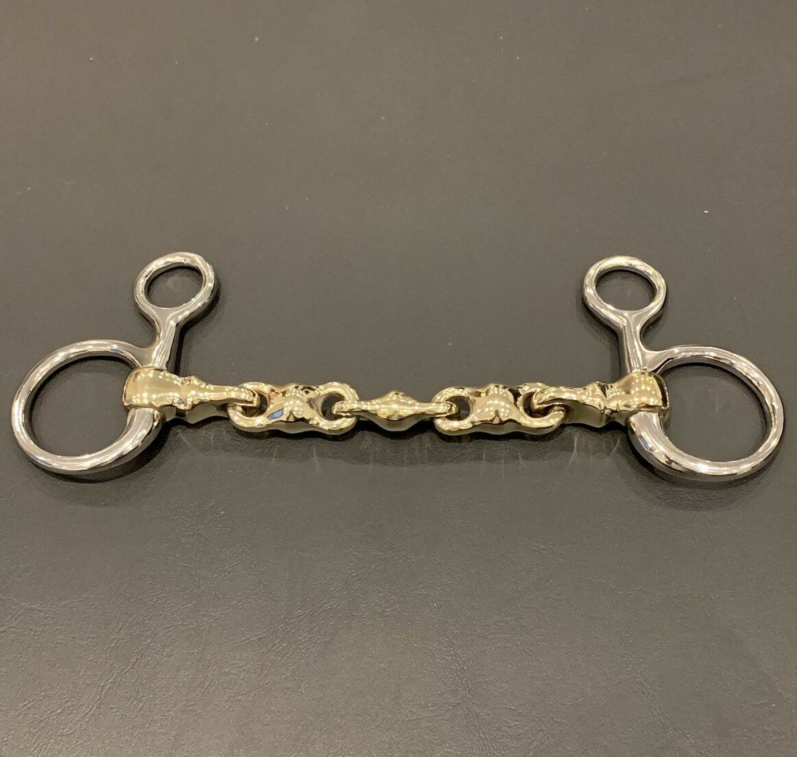Shires Hanging Cheek Snaffle Bit With Lozenge Brass Alloy 