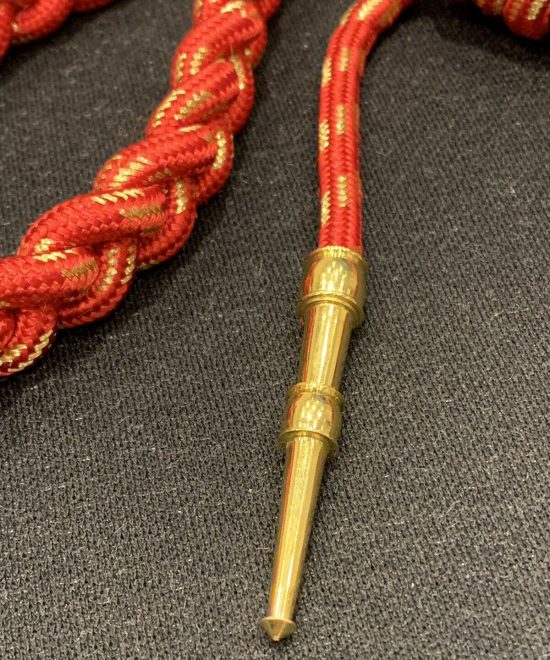 Shoulder Cord- Aiguillette Interwoven Red And Gold 1 Knot 1 Brass Tip