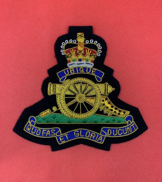 Royal Artillery Blazer Badge RA Hand Embroidered Bullion And Wire Blazer Badge
