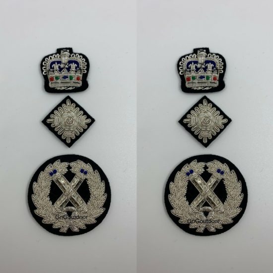 Met Police Commissioner Rank Badge Embroidered Silver Bullion Wire Rank Pair
