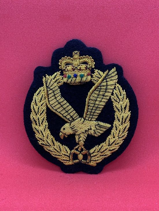 Air Corps Wire Embroidered Gold Bullion Blazer Badge - British Army Military