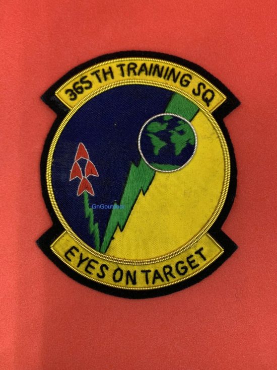 365th Training Squadron Blazer Badge USAF Hand Embroidered Bullion Wire Patch