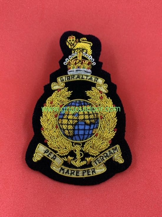 The Corps of Royal Marines Blazer Badge Gold Embroidered With Bullion & Wire