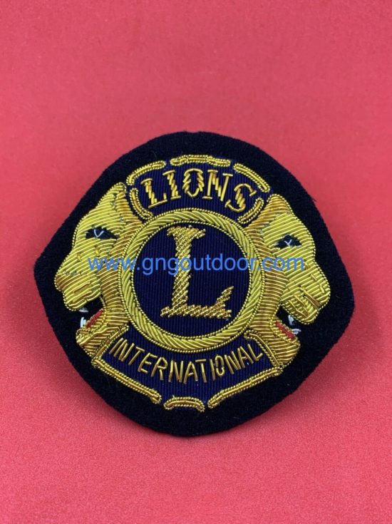 Lions International Club Blazer Badge Hand Embroidered Bullion Wire Blazer Badge