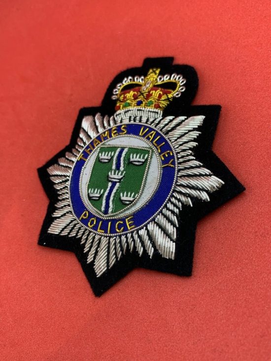 Thames Valley Police Blazer Badge British Police Embroidered Bullion Wire Badge