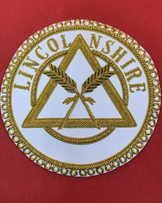 Masonic Apron Badge Lincolnshire Hand Embroidered Bullion & Wire Masonic Badges