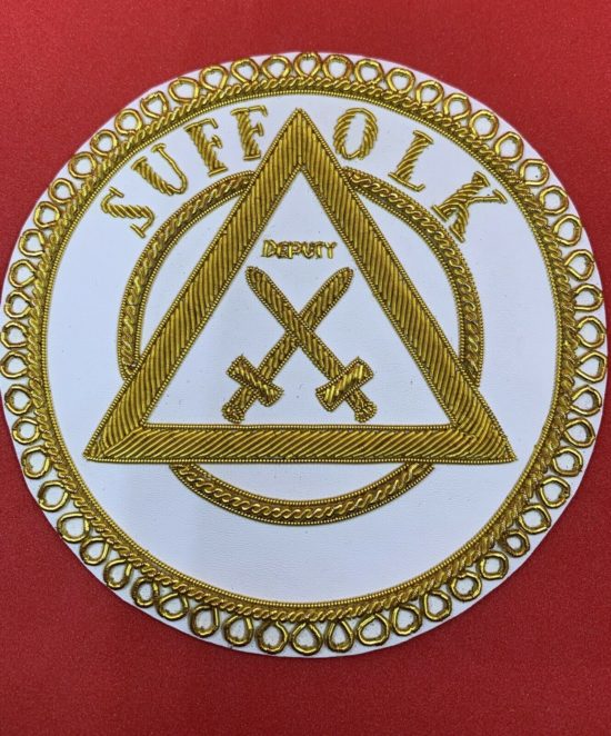 Masonic Apron Badge Suffolk Hand Embroidered Bullion And Wire Apron Badges
