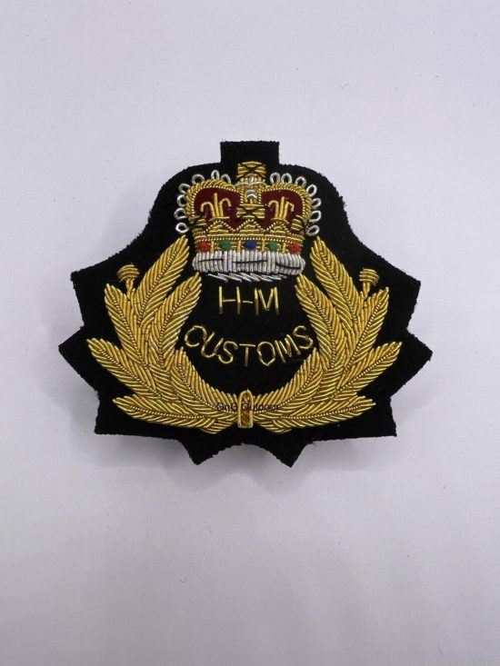 H.M. Customs And Excise Officers Hand Embroidered Bullion And Wire Cap Badge