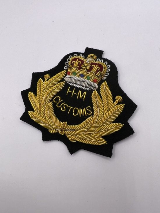 H.M. Customs And Excise Officers Hand Embroidered Bullion And Wire Cap Badge