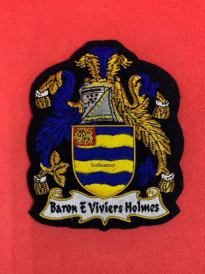 Viviers Family Crest Badge Baron E Viviers Holmes Hand Embroidered Bullion and Wire Family Crest Jacket Patch