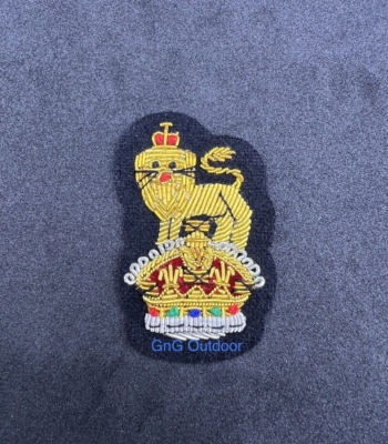 King’s Crown General Staff Officer Beret Badge Embroidered Bullion Wire Badge On Black Felt