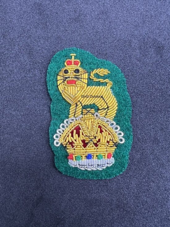 King’s Crown General Staff Officer Beret Badge Embroidered Bullion Wire Badge On Green Felt
