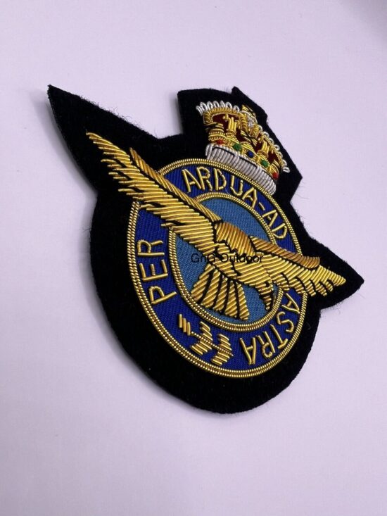 King’s Crown RAF Blazer Badge Royal Air Force Embroidered Bullion Wire Badge