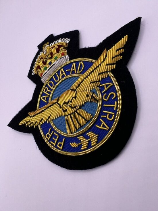 King’s Crown RAF Blazer Badge Royal Air Force Embroidered Bullion Wire Badge