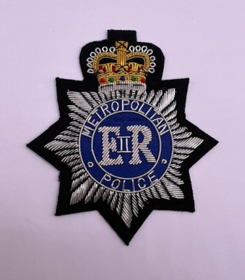 Metropolitan Police Hand Embroidered Bullion Wire Blazer Badge Police Blazer Badges