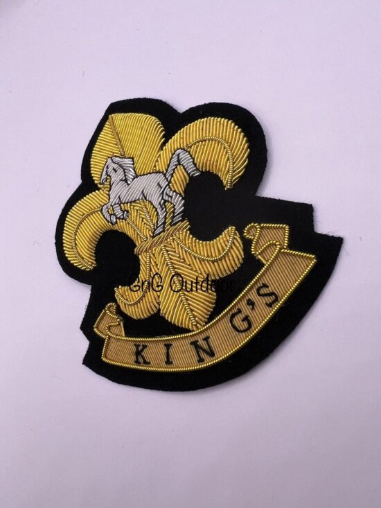 King’s Regiment Blazer Badge King’s Hand Embroidered Bullion Wire Blazer Badge