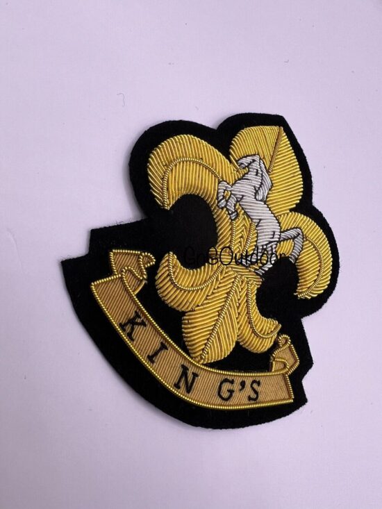 King’s Regiment Blazer Badge King’s Hand Embroidered Bullion Wire Blazer Badge