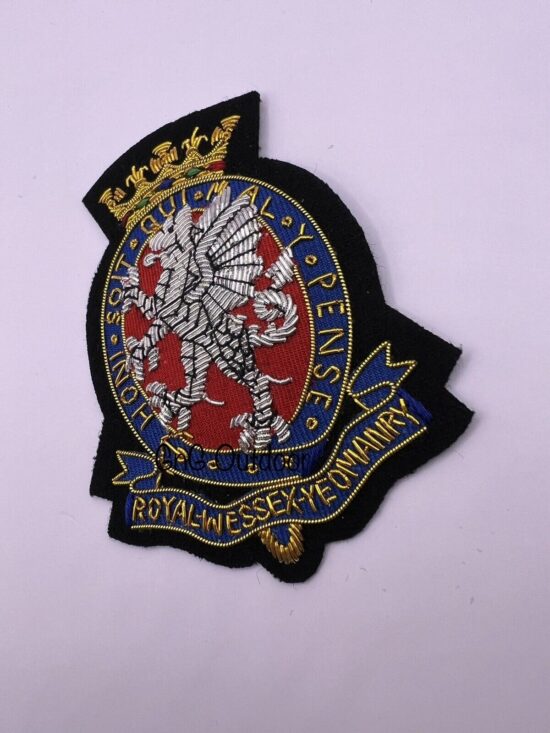Royal Wessex Yeomanry Blazer Badge RWY Embroidered Bullion Wire Blazer Badge
