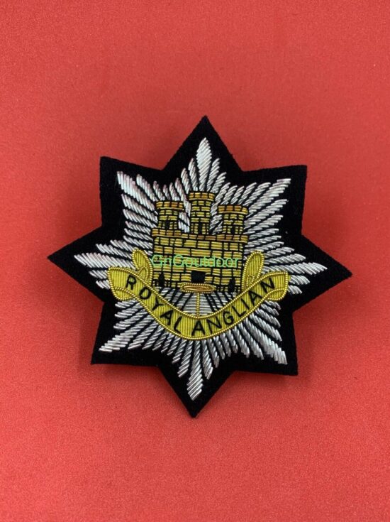 Royal Anglian Regiment Blazer Badge RA Handmade With Bullion & Wire Blazer Badge