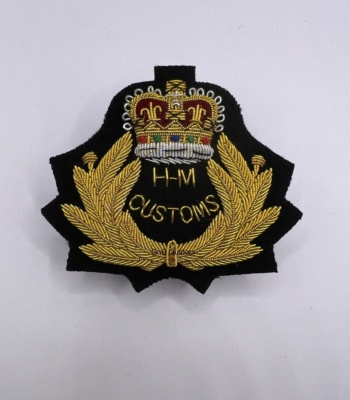 H.M. Customs And Excise Officers Embroidered Cap Badge Obsolete Custom Badges