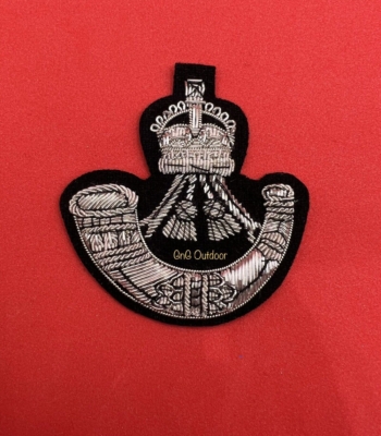 King’s Crown Rifles Regiment Beret Badge RR Embroidered Bullion Wire Cap Badge