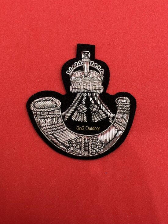 King’s Crown Rifles Regiment Beret Badge RR Embroidered Bullion Wire Cap Badge