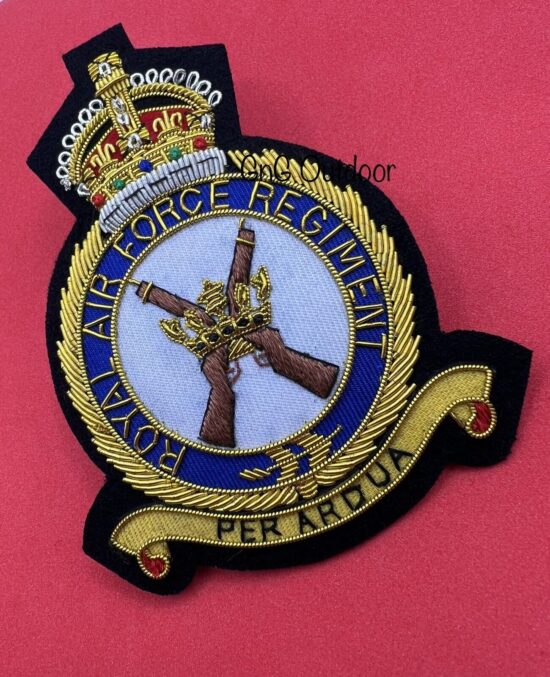 King’s Crown Royal Air Force Regiment Embroidered Bullion And Wire Blazer Badge