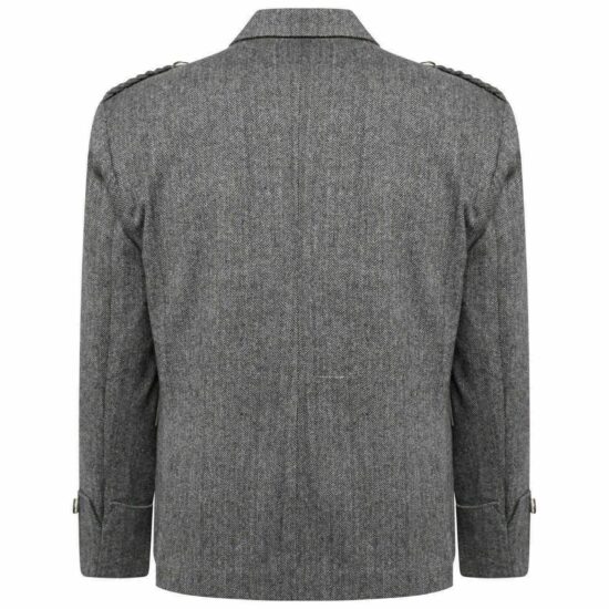 Gray Tweed Argyle Kilt Jacket With Vest - Men's Tweed Wool Wedding Argyll Jacket