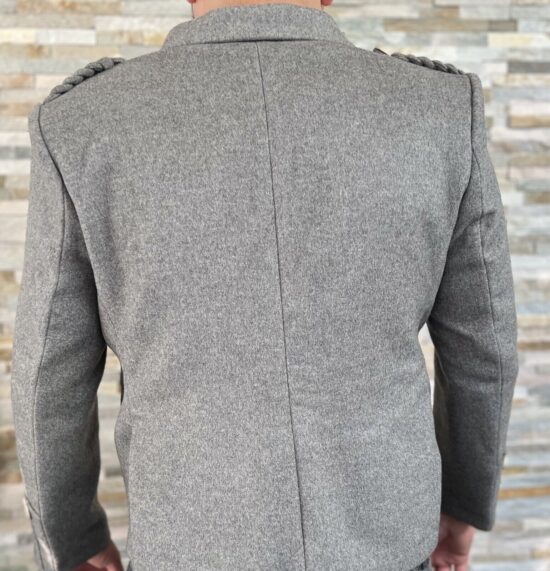 Men's Grey Wool Argyle Kilt Jacket With Waistcoat Scottish Wedding Kilt Jacket