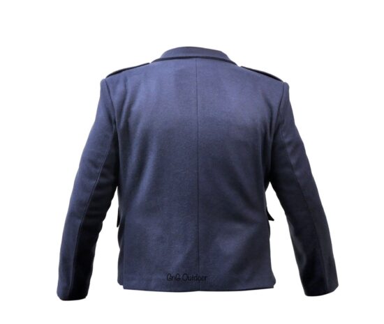 Men's Navy Blue Wool Kilt Jacket With Waistcoat Argyle Wedding Jacket