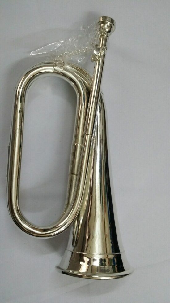 Professional British Army Bugle Silver Plated Tuneable Mouthpiece Carrying Case