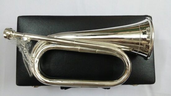 Professional British Army Bugle Silver Plated Tuneable Mouthpiece Carrying Case