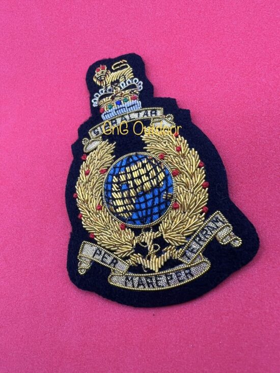 Queen’s Crown The Corps of Royal Marines Embroidered Bullion Wire Blazer Badge