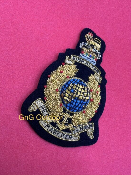 Queen’s Crown The Corps of Royal Marines Embroidered Bullion Wire Blazer Badge