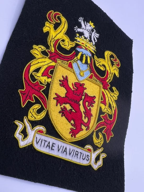 Vaughan Family Crest Badge Hand Embroidered Bullion And Wire Vaughan family Coat Of Arm Badge