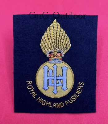 Royal Highland Fusiliers Blazer Badge RHF Hand Embroidered Bullion Wire Blazer Badge