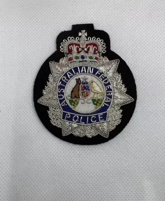 Australian Federal Police Hand Embroidered Bullion Wire Hat Badge Replica Badge